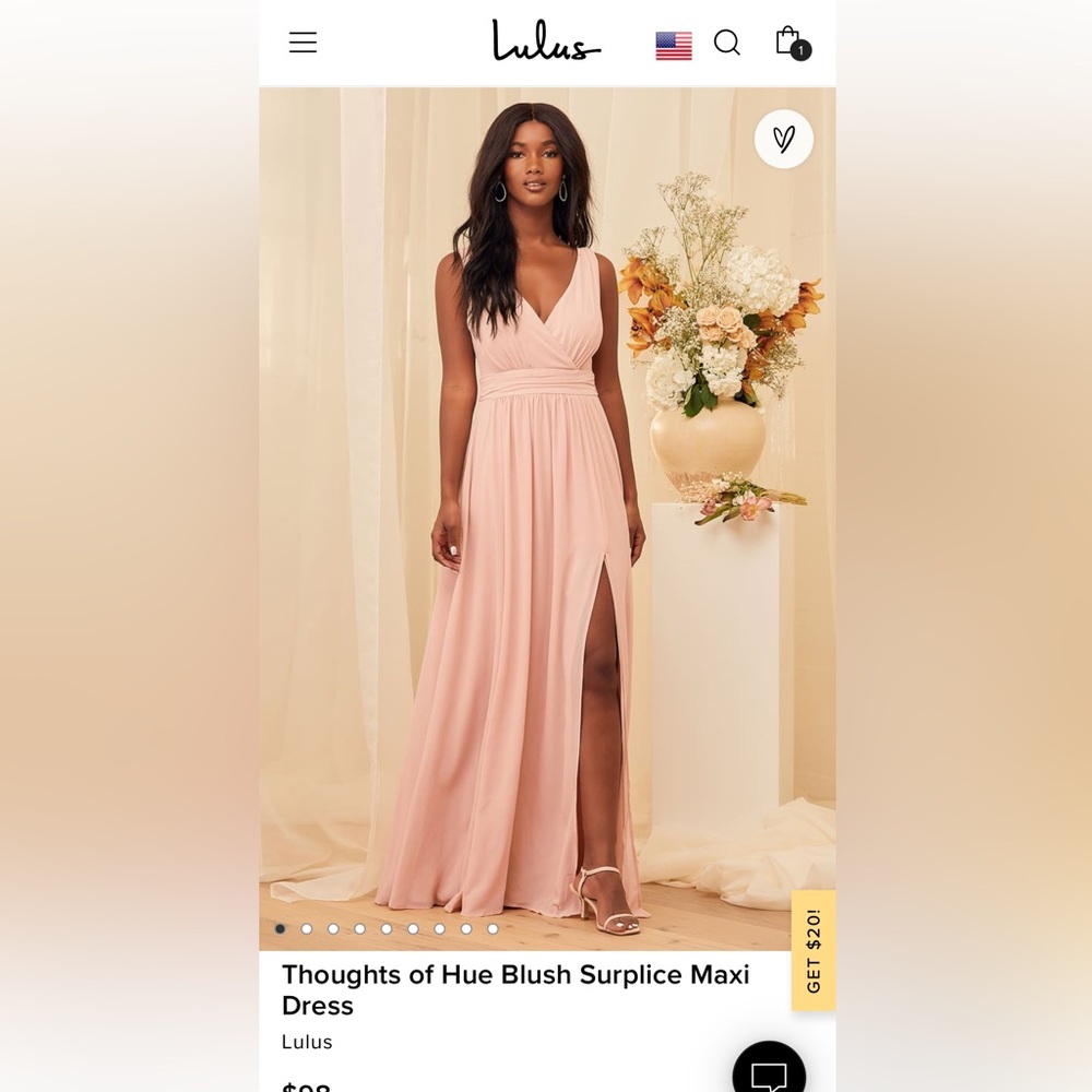 Lulu’s Thoughts of Hue Blush Surplice Maxi Dress